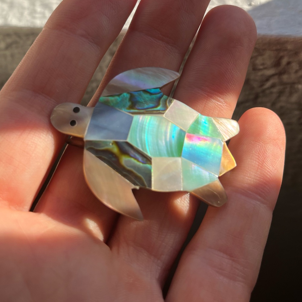 Sea turtle hair clip natural shell inlay - Picture 2 of 4
